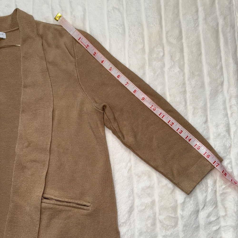 Charter Club Petite Knit Open Front Cardigan Tan P/L Zipper Pockets - Picture 10 of 10